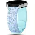 Cute Floral Engraved Two-Tone Flower Design Strap For Galaxy Watch 7 6 5 4 Classic/Pro 44Mm 40Mm Band Correa Soft Sport Bracelet Compatible With Huawei Gt 2E 3 4 Watchband 20Mm 22Mm, Watch Straps For Smart Watch, Galaxy Watch Ultra Accessories, Watch Strap Charms, Galaxy Watch Ultra Strap, Watch Strap For Women, Fitness Tracker Strap, Smartwatch Accessory, Stylish Watchband, Decorative Strap, Flexible Material, Comfortable Fit, Replacement Band, Adjustable Strap, - Image 13