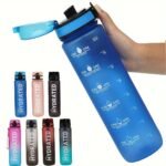 32 Oz (1000 Ml) Inspirational Sports Water Bottle With Time Markers - Wide Mouth, Leak-Proof, And Stir-Friendly - Includes A Carrying Strap (1 Bottle) - Image 5