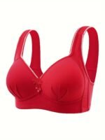 Elegant Women'S Push-Up Bra - Comfortable, Wireless, Full Coverage With Decorative Bow Detail, Non-See-Through Nylon Blend, Ideal For Mature Ladies, Supportive Lingerie|Elegant Balconette Bra|Nylon Blend Fabric - Image 2