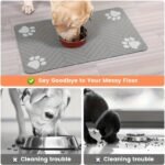 1Pc Quick-Dry Diatom Mud Pet Feeding Mat - Splash-Proof, Absorbent, Easy To Clean, Suitable For Dogs And Cats, Herringbone Pattern With Paw Print Design, Washable Pet Feeding Mat - Image 12