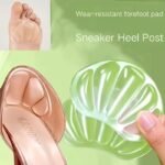 2Pcs Silicone Forefoot & Heel Cushions - Transparent Gel Insoles For Pain Relief, Comfortable Support For Standing, Hiking, Dancing & Sports - Soft, Non-Slip