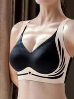 1Pc Color Block Wireless Bra, Sexy Comfy Push Up Bra, Women'S Lingerie & Underwear - Image 4