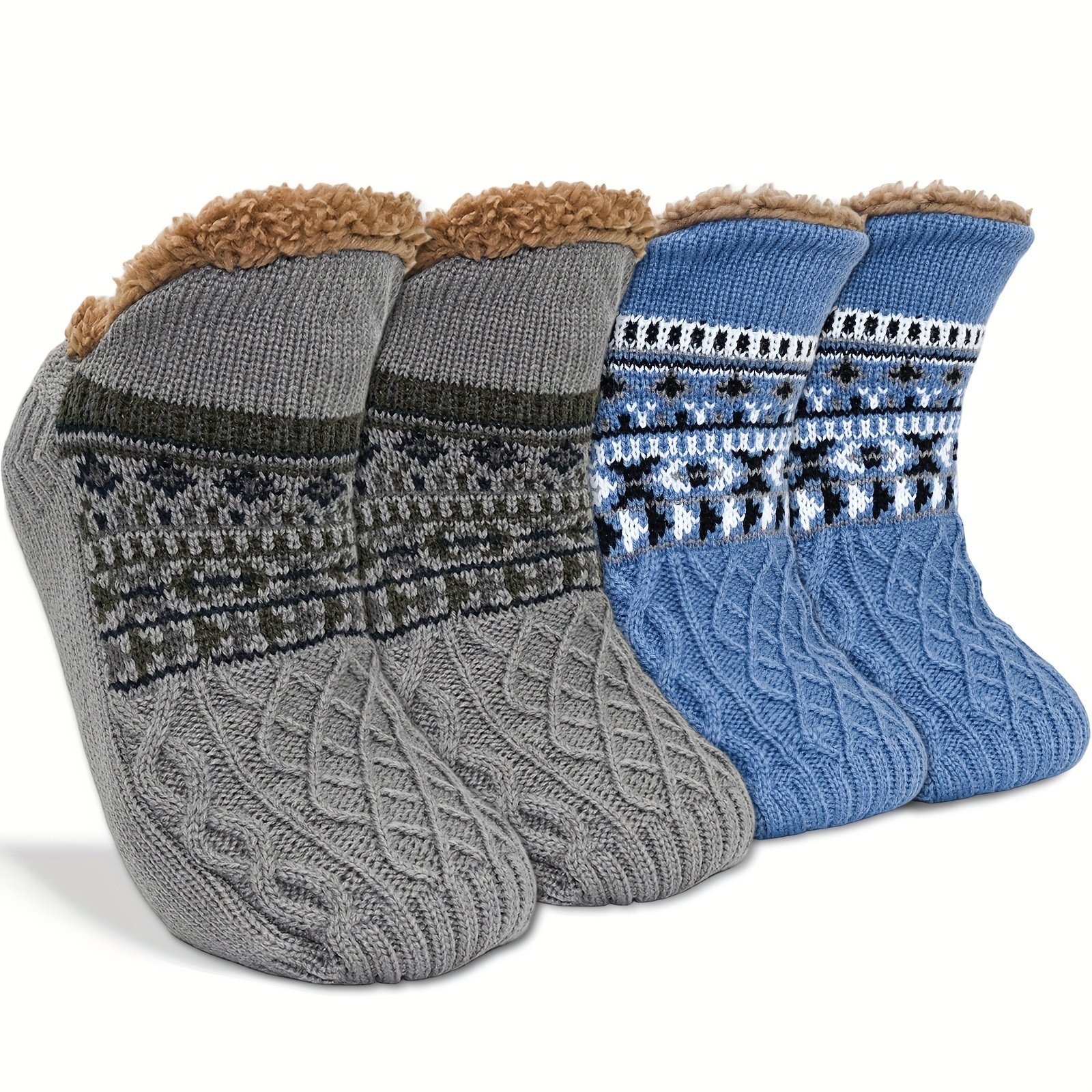 product-fancy-66f9c47e-60a5-4a20-b011-36699d77ee55.jpg Ns-Sherpa Fluffy Bed Slippers For Men & Women - Warm, Non-Slip, Comfortable Knitted Socks With Plush Fleece Lining, Striped Design, Perfect For Indoor Use, Indoor Slippers | Plush Lined Socks | Knitted Socks, Slippers For Indoor Use, Bed Sock Men, Fuzzy Sock Extra Large, Sleep Sock Big Size, Thermal Sock For Sleeping, Sock Men Extra Shirt, Men Sock Good Quality - Image 1