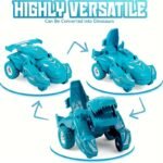 2-In-1 Automatic Transforming Dinosaur Car Toy - Robot Mode With Moving Wheels, Interactive Toy For 3-5 Years Boys & Girls, Dino Lover Gift For Birthday/Christmas, Compatible With Major Toys