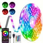 91.44Cm-30.48Meter Rgb Led Strip Lights With Remote & App Control, Adjustable Brightness, Diy Mode, Usb Powered, Abs Material, Non-Rechargeable Button Battery, For Bedroom, Living Room, Tv Mirror Backlight Decoration, Led Lights For Bedroom