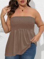Women'S Elegant Off-Shoulder Crop Tube Top - Stretchy Solid Color Short Sleeve Blouse With Ruching Detail, Machine Washable For Spring Summer Fall Casual & Dressy Outfits, Crop Top Blouse, Seasonal Fashion, Flowy Fabric, Comfortable Fit - Image 7