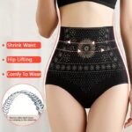 1Pc Women'S Floral Polyamide & Spandex High Waist Shaping Panties - Seamless Hip Lift Belly Control Shapewear Slim Briefs With Frill Detail And Dipped Hem For Postpartum Recovery - All-Season Skinny Fit Pull-On Underwear - Image 4
