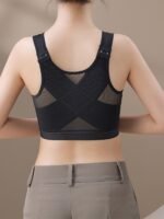 High Support Wire-Free Front Button-Up Sports Bra For Women - Breathable Nylon/Spandex Blend With Mesh Panels, Tummy Control & Adjustable Straps - Yoga Running Workout Top For Teens & Adults - Image 3