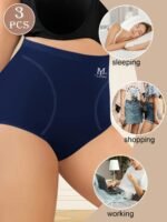 Set Of 3 Large Size High-Waisted Tummy Control Seamless Women'S Panties, Triangle Cut, Comfortable Fit, Shaping And Lifting, Summer Thin Style. - Image 10