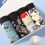 4 Pack Men'S Boxer Briefs - Casual, Breathable, And Stretchy With Random Print Design - Perfect For Everyday Wear