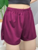 Women'S Casual Sleep Shorts, Plus Size Solid Elastic Waist Side Split Lounge Shorts - Image 6