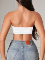 Women'S Strapless Wireless Bandeau Bra - Removable Pads, 85% Nylon/15% Elastane, Seamless Comfort, Solid Black, Hand Wash Only, Sexy Comfort Fit For Everyday & Special Occasions - Image 6