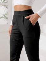 Women'S High-Waist Stretch Yoga Pants With Pockets - Black, Breathable & Lightweight For Fitness & Casual Wear - Image 5