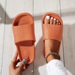 Solid Color Eva Pillow Slides, Soft Sole Lightweight Home Bathroom Slides, Non-Slip Comfort Beach Shoes - Image 10