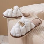 Women'S Plaid Color-Block Winter Slippers - Cozy Plush Faux Fur Lining, Non-Slip Pvc Sole, Soft Fabric Indoor House Shoes For Cold Floors, Grey & White Options, Cute Slippers, Plush Fur Interior, Durable Traction Footwear - Image 10