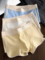 3Pcs Men'S Boxer Briefs - Breathable Mid-Rise Underwear With Elastic Waistband, Soft Stretch Polyester-Spandex Blend, Non-See-Through Knit Fabric, Solid Colors (Light Blue/Beige/White/Light Khaki) - Machine Washable, Everyday Comfort, Minimalist Design, Durable Construction, High Elasticity