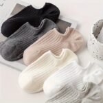 5 Pairs Unisex No-Show Socks - Breathable Sweat-Resistant Anti-Odor Invisible Invisible Socks For Men & Women, Solid Colors (Black, Pink, Grey, Beige, White) - Machine Washable Boat Socks For Casual & Formal Wear - Image 6