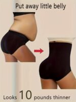 Looks 4.54 Kg Thin1Pcs Of Women'S High-Waisted Shapewear - Apricot And Black, Abdominal Control And Buttock Lift, Smooth Stretch Fabric, Solid Stripe Details, Daily Body Contouring And Buttock Lift | Summer Skinny | Thin Leggings