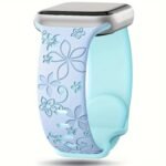 Women'S Floral Engraved For Apple Watch Band - Soft Silicone Sport Strap With Butterfly Clasp, Cute Flower Pattern Compatible With Series 1-10 & Ultra/Ultra 2/3/Se (38Mm-49Mm) - & Floral Design, Comfortable Durable Strap For Casual Attire - Image 17