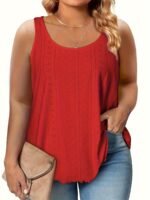 Plus Size Curved Hem Tank Top, Casual Crew Neck Sleeveless Tank Top For Summer, Women'S Plus Size?Clothing