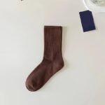 5/6 Pairs Of Unisex Japanese Minimalist Solid Color Mid-Calf Socks, Korean Style Versatile Long Socks For Casual And Sporty Wear - Image 6