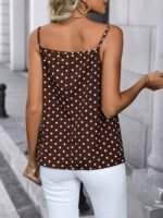 Women'S Elegant Polka Dot Sleeveless Tank Top - Backless, Stretchy & Comfortable Summer Casual Wear With Stylish White Straps And Round Neckline, Summer Tank Tops - Image 5