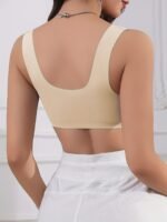 Women'S Solid Color Front Closure Bra With Shell Pattern Trim, Integrated Wide Shoulder Straps, Non-Removable Pads, Wire-Free, 5 Colors To Choose From, Meeting Multi-Environment Four Seasons Wear - Image 7