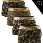 1Pc Men'S Flat Corner Underwear Black Golden Luxury Breathable High Elastic Underwear