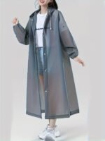Windproof High Quality Eva Thickened Full-Body Adult Rain Jacket - Hooded Sporty Raincoat With Button Front, Semi-Translucent Design & Elastic Cuffs For Outdoor Cycling, Hiking, Running - Lightweight & Portable, Outdoor Rain Protection | Fullbody Raincoat | Windproof Eva - Image 4