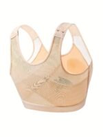 Women'S Plus Size Breathable Mesh Sports Bra - Front Hook Closure, Medium Support Tummy Control Shaping Camisole With Semi-Sheer Mesh Back For Gym & Casual Wear, Gym Shapewear | Sporty Aesthetic | Breathable Mesh Fabric - Image 4