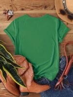 Faith Letter & Flower Print T-Shirt, Casual Short Sleeve Crew Neck Top, Women'S Clothing, Valentine'S Day - Image 5