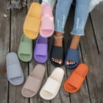 1 Pair Women'S Thick Sole Non-Slip Slide Sandals, Casual Slippers For Beach And Indoor/Outdoor Use, Comfortable All-Season Eva Shoes, Hand Washable Solid Color, Indoor Slippers
