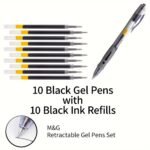 20Pcs Retractable Gel Pens, 0.5Mm Black Red Blue Neutral Gel Pens, Telescopic Gel Ink Ball Pens, 10 Gel Pen +10 Gel Pen Refills, Suitable For Diary, Office, School And Home Writing - Image 10