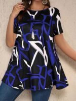 Elegant Random Print Short Sleeve T-Shirt For Women - Polyester, Crew Neck, Slight Stretch, All Seasons, Knit Fabric, 180 G/M?