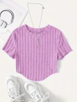 Women'S Casual Short Sleeve T-Shirt - Soft Stretch Polyester-Spandex Blend, Loose Fit Round Neck Summer Top, Solid Color Machine Washable Tee For Casual Attire - Image 3