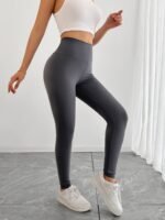 Women'S High-Waist Tummy Control Leggings - Butt-Lifting, Breathable & Stretchy Black Pants For, Fitness &, Leggings, Apparel, Solid Color Design, Comfortable Fit - Image 7
