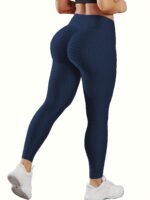 Women'S High-Waisted Peach Lift Yoga Pants - Stretchy, Butt-Lifting, High-Elasticity Fabric, Dark Blue, Perfect For Spring/Summer/Fall Workouts, Workout Leggings | Sleek Workout Pants | Highelasticity Pants, Workout Leggings - Image 5