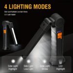 1Pc Multifunctional Work Light With Cob Side Lights, Usb Rechargeable, Led Flash Light, Handheld Torch With Magnet For Outdoor Camping Fishing Christmas Gift - Image 2