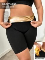 Women'S High-Waisted Yoga Shorts With Waist Trimmer Technology - Sweat-Wicking 95% Polyester 5% Spandex, Tummy Control Workout Shorts For Running, Gym & Exercise - Black - Image 6