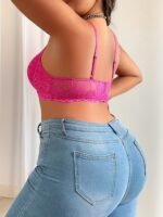 1Pc French Triangle Lace Bra - No Underwire, Seamless Comfort, Plus Size Friendly, Sexy Sheer Design With Medium Stretch Fabric For Everyday & Special Occasions, Lace Bralette, Elegant Lingerie, Elegant Underwear, Comfortable Fit - Image 4