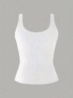 Women'S Elegant U-Neck Cami Top - Black, Stretchy Polyester Blend, Sleeveless, Machine Washable, Form-Fitting, All-Season Wear, Casual Layering Piece | Formfitting Design | Plain Weave Top - Image 4