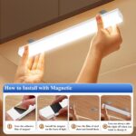 Led Voice Control Human Sensing Light, Modern Stripe Pattern, Independent Ceiling Installation, Adjustable Lighting, Brushed Metal Trim, Plastic Lampshade, Rechargeable Lithium Battery, Usb Charging, Suitable For Bedroom, Kitchen, Living Room - White Light/Warm Light, Nonzhu - Image 2