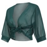 Solid Color Tie Front Crop Blouse, Versatile Half Sleeve Blouse For Spring & Summer, Women'S Clothing