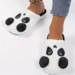 Cute Panda Cartoon Plush Slippers For Women - Cozy Winter Indoor House Shoes With Soft Fabric Upper, Warm Lining & Durable Tpr Sole, Black & White Animal Design, Cute Slippers - Image 6