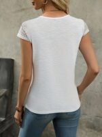 Solid Contrast Lave V-Neck T-Shirt, Elegant Short Sleeve Top For Summer & Spring, Women'S Clothing - Image 5