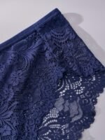 Plus Size High Stretch Polyamide Briefs With Contrast Lace Detail, Sexy Hollow Out Knit Fabric Panties For Women - 1Pc Pack - Image 7