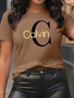 Elegant Print Tee - Women'S Round Neck Short Sleeve T-Shirt, Casual & Sporty, S-Xxl, Multiple Colors Available, Casual Wear | Elegant Print Tee | Comfortable Fit, Ladies T Shirts - Image 3