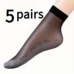 10 Pairs Of 5 Pairs Of Ice-Feeling Breathable Socks- Stockings, Women'S Socks, Spring, Summer, Autumn Bottom, Sweat-Absorbent Non-Slip Socks, Flesh-Colored Anti-Snagging Silky Medium Thin Model - Image 3