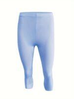 Plus Size Solid Skinny Capris Leggings, Casual Crop Leggings For Spring & Summer, Women'S Plus Size Clothing - Image 6