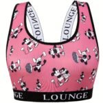 Plus Size Women'S Cartoon Mouse Print Letter Tape Non Padded Bralette